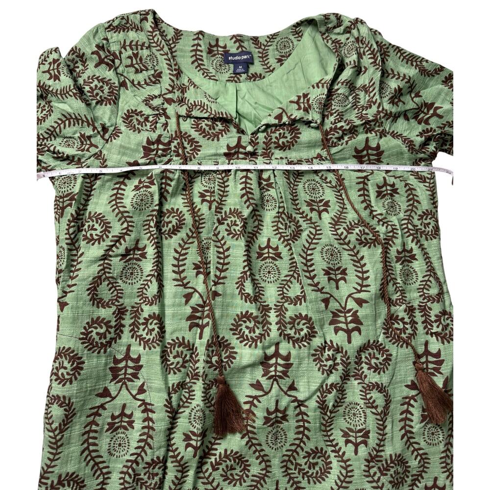 QVC Studio Park Regular Printed Dress w/ Removable Belt Green NWOT Size M - Picture 6 of 6